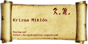 Krizsa Miklós névjegykártya