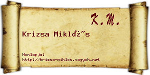 Krizsa Miklós névjegykártya